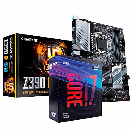 Kit Upgrade Processador Intel® Core™ i7 9700KF + Placa Mãe Gigabyte Z390 D