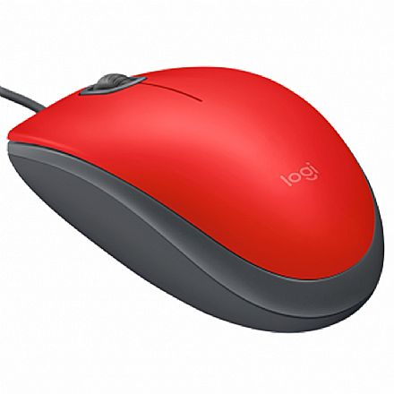 Mouse Logitech M110 Silent - USB - Clique Silencioso - Ambidestro - Vermelho - 910-005492