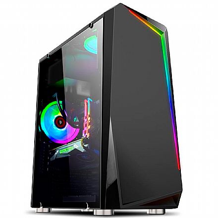 Gabinete Gamer BPC-C8410 - LED RGB - Lateral e Frontal em Vidro Temperado - Mid Tower