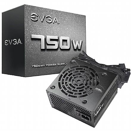 Fonte 750W EVGA 750 N1 - PFC Ativo - Eficiência 75% - 240V - 100-N1-0750-L0