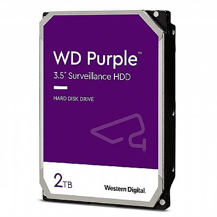 HD 2TB SATA - 5400RPM - 64MB Cache - Western Digital Purple Surveillance - WD20PURX - Ideal para CFTV