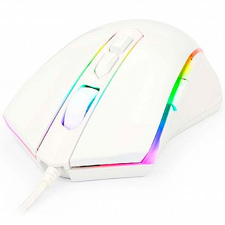 Mouse Gamer Redragon Memeanlion M710 - 10000 DPI - 10 Botões - USB - com LED RGB- Branco lunar