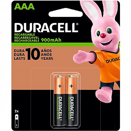 Pilha Recarregável AAA Duracell DX2400 - 900mAh - 2 unidades