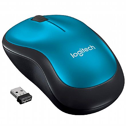Mouse sem Fio Logitech Wireless M185 - 2,4GHz - Azul - 910-003636