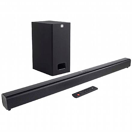 Soundbar 2.1 JBL Cinema SB130 - 55W RMS - Conexão HDMI, Óptico e Bluetooth - Subwoofer com fio - JBLSB130BLKBR