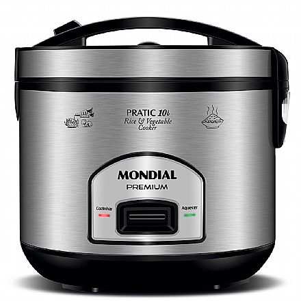 Panela Elétrica Mondial Pratic 10l - Funções Cozinhar e Aquecer - Inox - PE-42-10X