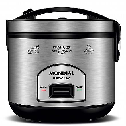 Panela Elétrica Mondial Pratic 10l - Funções Cozinhar e Aquecer - Inox - PE-42-10X