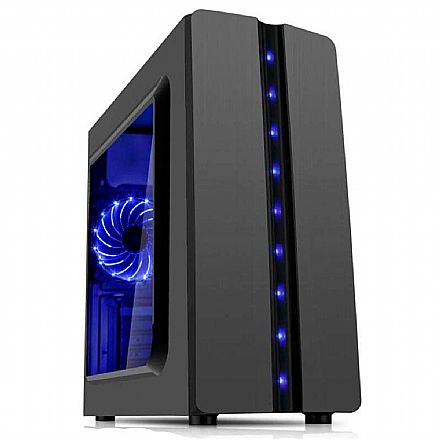 Gabinete Gamer K-Mex Matrix - Lateral em Acrílico - Led Azul Frontal - CG-04R8