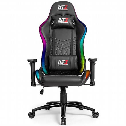 Cadeira Gamer DT3 Sports RGB Estelar Racing Series - Iluminação RGB - Encosto Reclinável de 180° - Construção em Aço - Preta - 11930-4