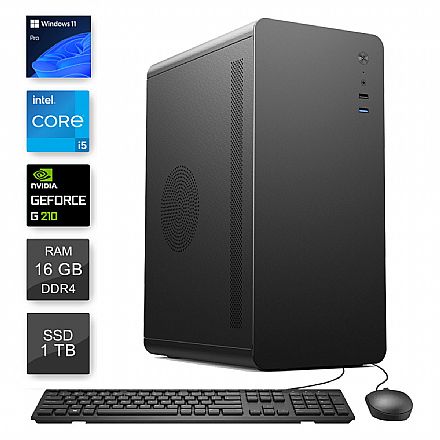 Computador Bits WorkHard - Intel i5 10400F, 16GB, SSD 1TB, Video GeForce, Kit Teclado e Mouse, Windows 11 Pro