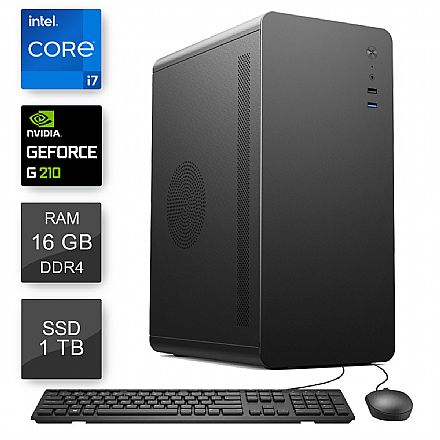 Computador Bits WorkHard - Intel i7 10700F, 16GB, SSD 1TB, Video GeForce, Kit Teclado e Mouse, Windows 11 Pro