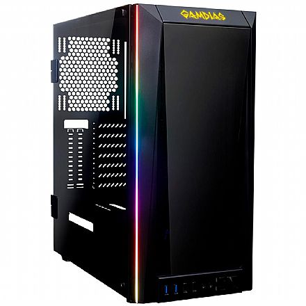 Gabinete Gamer Gamdias Talos M1B - LED RGB Frontal - Lateral e Frontal em Vidro Temperado