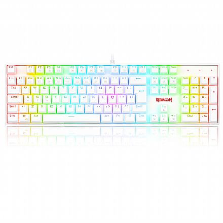 Teclado Mecânico Gamer Redragon Mitra Lunar White - ABNT2 - Iluminação RGB Chroma - Switch Blue - Branco - K551W-RGB PT-BLUE