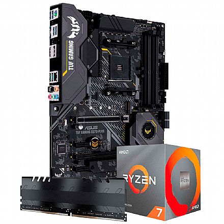 Kit Upgrade Processador AMD Ryzen™ 7 5800X + Placa Mãe Asus TUF X570-PLUS/BR GAMING + Memória 8GB DDR4