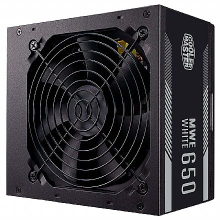 Fonte 650W Cooler Master MWE - PFC Ativo - Eficiência 80% - 80 PLUS® White - MPE-6501-ACAAW-BR