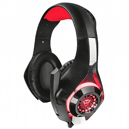 Headset Gamer Trust GXT 313 Nero - com Controle de Volume - LED Vermelho - Conector P2 e P3 - T21601