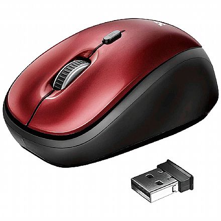 Mouse sem Fio Trust Yvi - 1600dpi - Vermelho - T19522