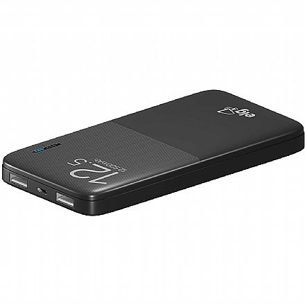 Power Bank Carregador Portátil ELG PB125BK - 2 Portas USB - 12500mAh - Preto