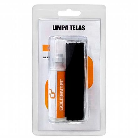 Spray Limpa Tela Goldentec - 20ml - Com Flanela - Para Limpeza de Notebook, TVs e Monitores