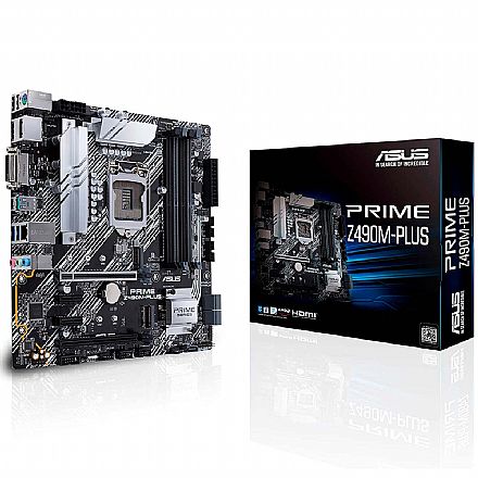 Placa Mãe Asus Prime Z490M-Plus (LGA 1200 DDR4 4400 OC) - Chipset Intel Z490 - Slot M.2 - USB 3.2 - Micro ATX