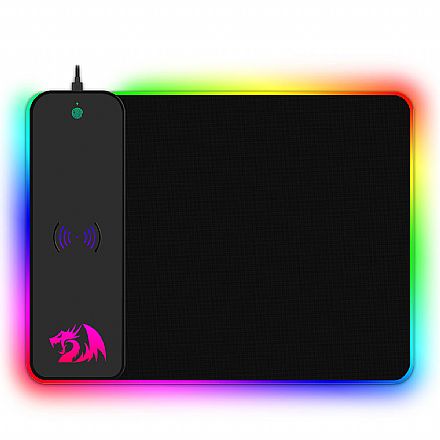 Mousepad Gamer Redragon Crater - Estação de Carregamento sem Fio Padrão Qi - P028