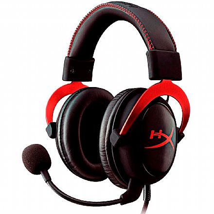 Headset Gamer HyperX Cloud II - 7.1 Surround - Conector P2 - Preto e Vermelho - KHX-HSCP-RD