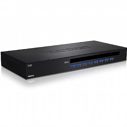 Chaveador KVM TrendNet TK-1603R - 16 computadores em 1 monitor VGA, teclado e mouse - USB e PS/2 - Rack Mount