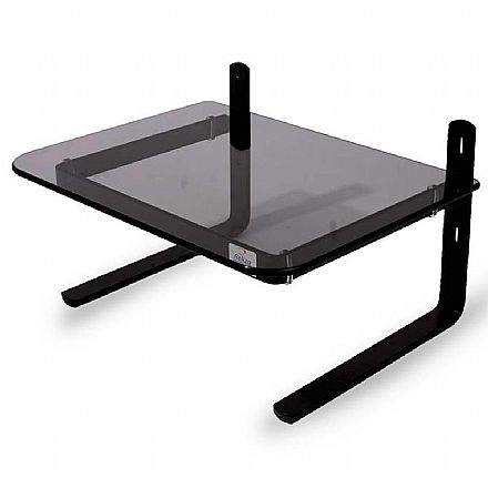 Suporte para Monitor Reliza Office - Base de Vidro Fumê - Regulagem de Altura - Preto
