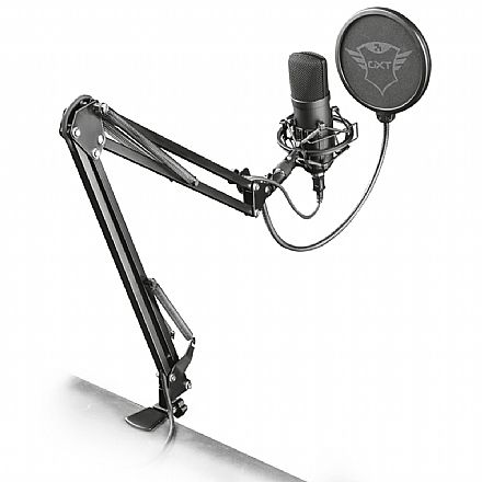 Microfone Streamer Trust GXT 252 Emita Plus - USB - Estúdio Profissional - Suporte Articulado - Anti-Vibração - T22400