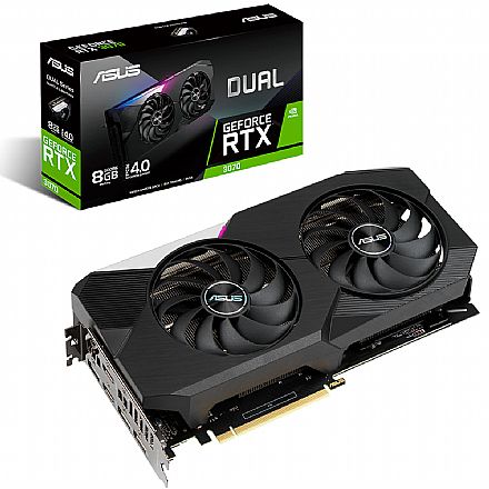 GeForce RTX 3070 8GB GDDR6 256bits - Asus Dual 90YV0FQ1-M0NA00 - Selo LHR