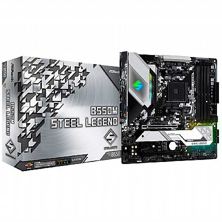 Placa Mãe ASRock B550M Steel Legend - (AM4 - DDR4 4733 OC) - Chipset AMD B550 - USB 3.2