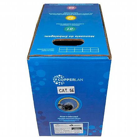 Caixa de Cabo UTP Cat 5e para rede - Copperlan 15123 - 100% Cobre - Homologado - 305 metros - Preto