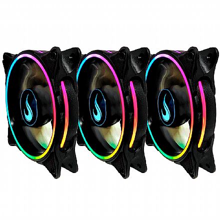 Kit 3 Coolers 120mm Rise Mode Laser RGB - RM-RGB-05-5V