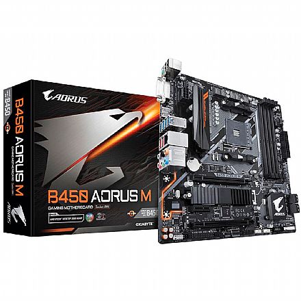 Placa Mãe Gigabyte B450 Aorus M - (AM4 - DDR4 3200 OC) - Chipset AMD B450