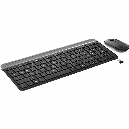 Kit Teclado e Mouse sem Fio Logitech MK470 - Padrão US - Utra Slim - 1000dpi - Receptor USB - Grafite - 920-009268