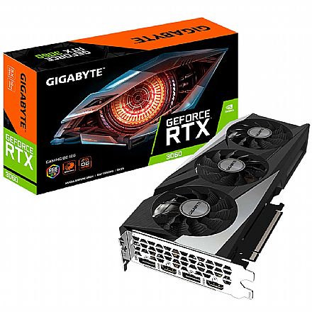 Placa de Vídeo GeForce RTX 3060 12GB GDDR6 192bits - Gigabyte Gaming OC GV-N3060GAMING OC-12GD - Selo LHR