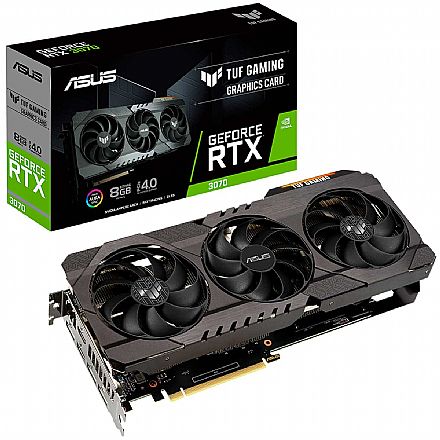 GeForce RTX 3070 8GB GDDR6 256bits - Asus TUF Gaming OC TUF-RTX3070-O8G-V2-GAMING - Selo LHR