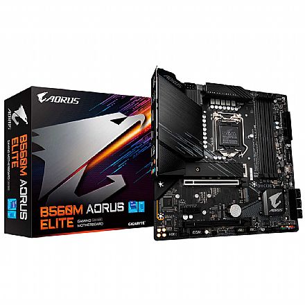 Placa Mãe Gigabyte Aorus Elite B560M (LGA 1200 - DDR4 5333 O.C) - Chipset Intel B560 - USB 3.2 - Slot M.2