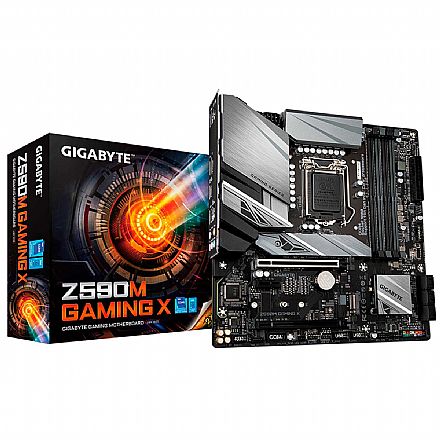 Placa Mãe Gigabyte Z590M Gaming X (LGA 1200 - DDR4 5333 O.C) - Chipset Intel Z590 - USB 3.2 - Slot M.2 - 2.5GbE