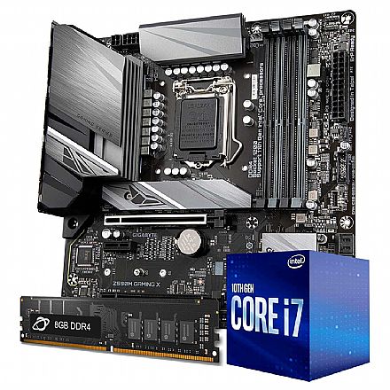 Kit Upgrade Processador Intel® Core™ i7 10700F + Placa Mãe Gigabyte Z590M GAMING X + Memória 8GB DDR4