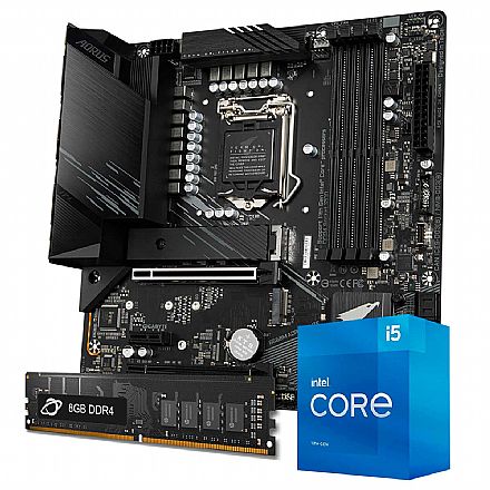 Kit Upgrade Processador Intel® Core™ i5 11400F + Placa Mãe Gigabyte B560M AORUS ELITE + Memória 8GB DDR4