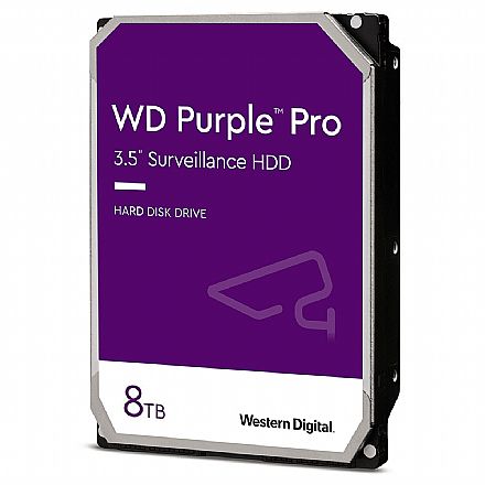 HD 8TB SATA - 7200RPM - 256MB Cache - Western Digital Purple Pro Surveillance - WD8001PURP - Ideal para Vigilância