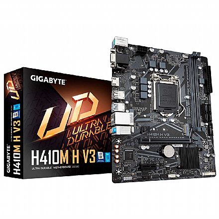 Placa Mãe Gigabyte H410M-H V3 (LGA 1200 - DDR4 2933) - Chipset H410 Express - USB 3.2 - Slot M.2 - Micro ATX