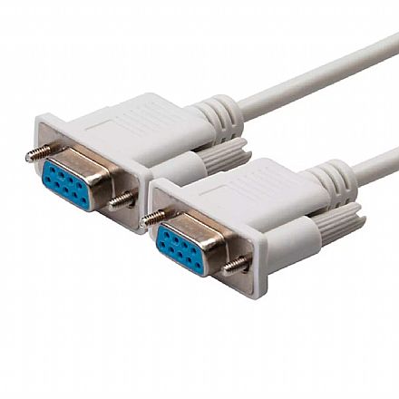 Cabo Serial DB9 Fêmea x DB9 Fêmea - RS232 - 1.3 metro - Branco - GV CBE006