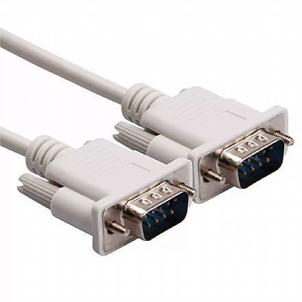 Cabo Serial DB9 Macho x DB9 Macho - RS232 - 1.5 metro - Branco - GV CBD308