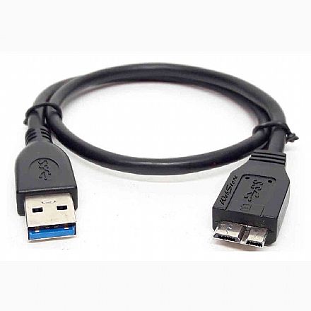 Cabo USB 3.0 para HD Externo - 1 metro - USB para Micro B - Preto - GV CBU292