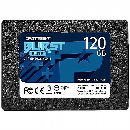 SSD 120GB Patriot Burst Elite - Leitura: 450MB/s - Gravação: 320MB/s - PE000775-PBE120GS25SSDR