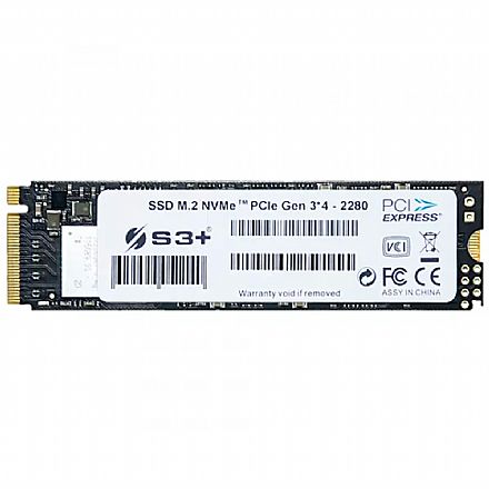 SSD M.2 2TB S3+ - NVMe - Leitura: 2000MB/s - Gravação: 1600MB/s - S3SSDD2T0