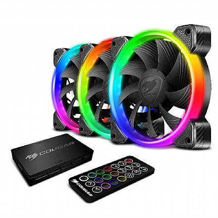 Kit 3 Coolers 120mm Cougar HPB 120 - RGB - Com Controladora - CF-V12SET-RGB