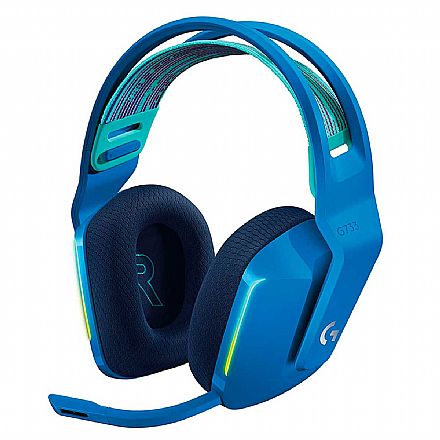 Headset Gamer Sem Fio Logitech G733 - 7.1 Dolby Surround - G HUB - Drivers Pro-G 40mm - RGB - Azul - 981-000942